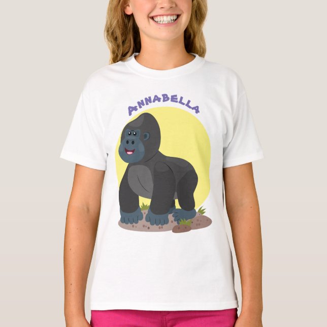 T-shirt Caricature de gros gorilles joyeux (Devant)