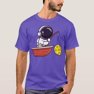 T-shirt Caricature de la lune de pêche des astronautes