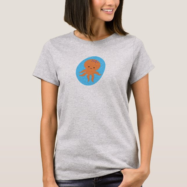 T-shirt Caricature de la pieuvre mignonne (Devant)