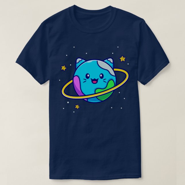 T-shirt Caricature de la planète de chats mignons (Design devant)