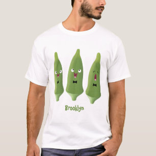 T-shirt Caricature de légumes de l'okra chantante mignonne