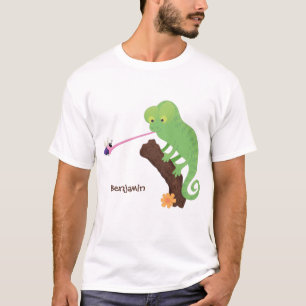 T-shirt Caricature de lézard de caméléon vert joyeux