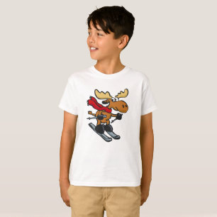 T-shirt Caricature de Moose Skier  choisir la couleur arri