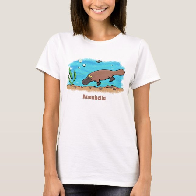 T-shirt Caricature de natation de Cute platypus (Devant)