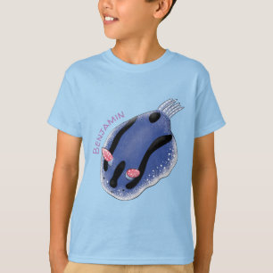 T-shirt Caricature de nudibranche bleu mignon