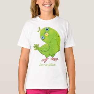 T-shirt Caricature de perruche verte curieuse