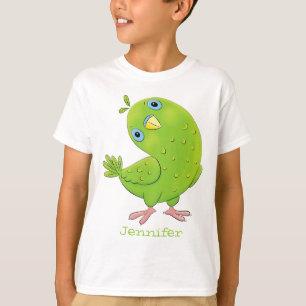 T-shirt Caricature de perruche verte curieuse