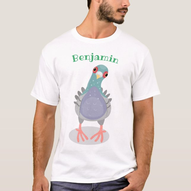 T-shirt Caricature de pigeon curieuse (Devant)