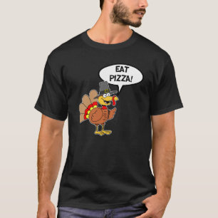 T-shirt Caricature de Pizza Thanksgiving Turkey Pilgrim