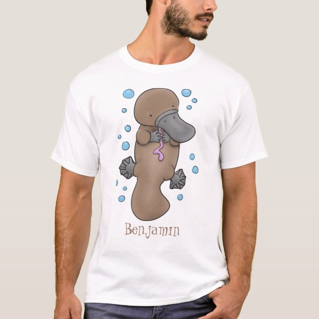 T-shirt Caricature de platypus bébé très heureuse (Devant)