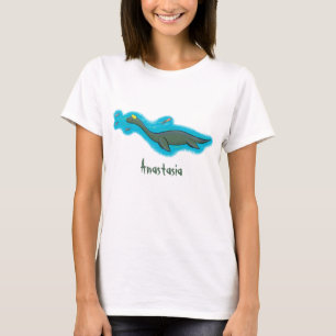 T-shirt Caricature de plesiosaure, monstre marin mignon et