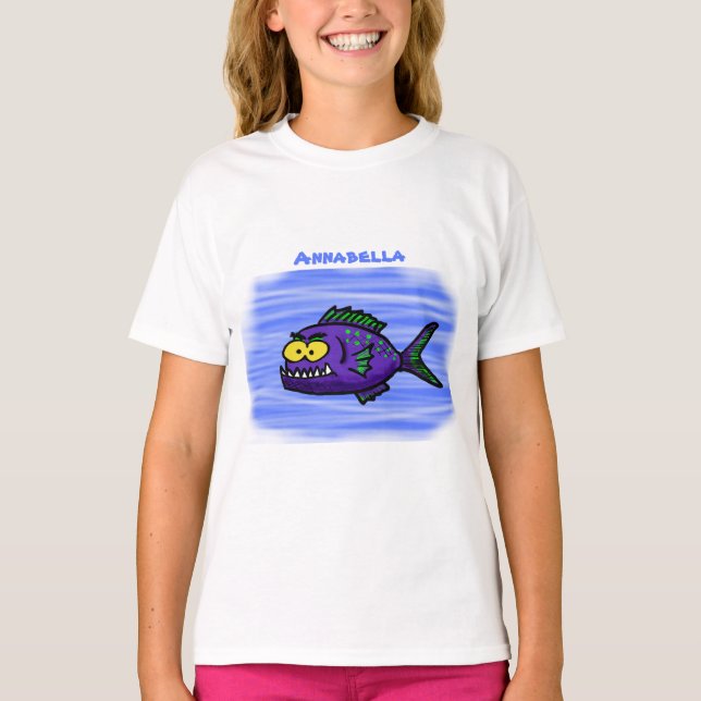 T-shirt Caricature de poisson de Piranha (Devant)