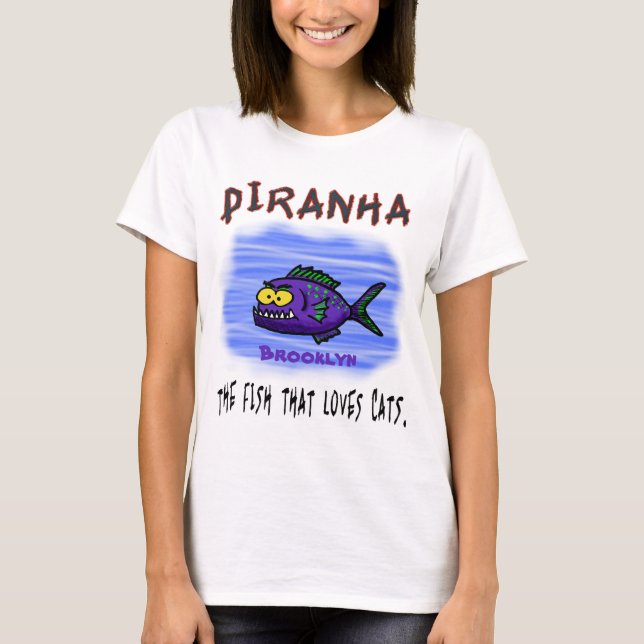 T-shirt Caricature de poisson de Piranha (Devant)