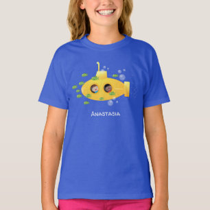 T-shirt Caricature de poisson sous-marin jaune mignon