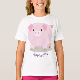 T-shirt Caricature de porc mignon rose pot vendue