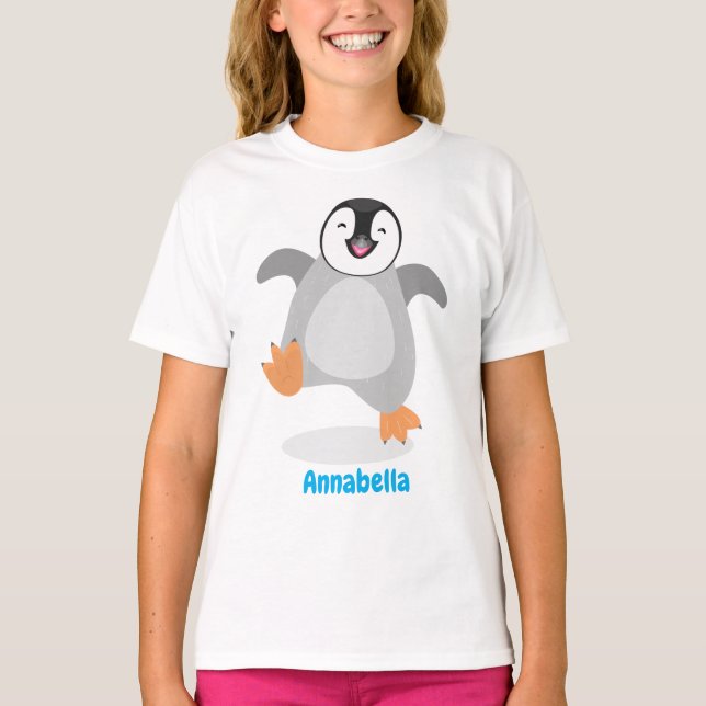 T-shirt Caricature de poussin de pingouin mignon et joyeus (Devant)