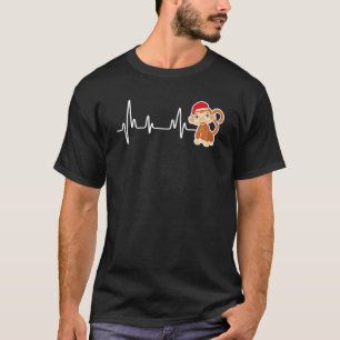 T-shirt Caricature de singe Noël Chapeau Noël Pyjama Noël