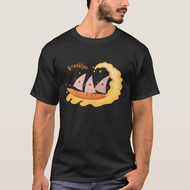 T-shirt Caricature de surf pour chips de maïs mignonette n (Devant)