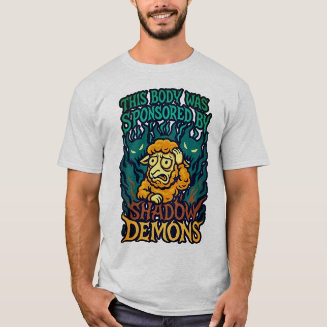T-shirt Caricature d'horreur turquoise-orange ・ Shadow Dem (Devant)