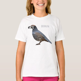 T-shirt Caricature d'oiseau de caille de Californie