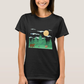 T-shirt Caricature d'oiseau de papillon du raton laveur de