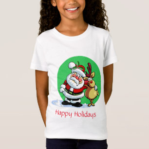 T-Shirt Caricature du Père Noël avec rennes