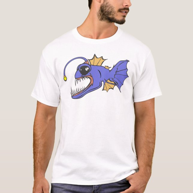 T-shirt Caricature effrayante Poisson à lanternes (Devant)