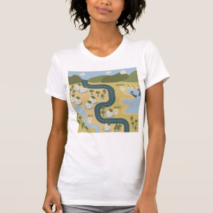 T-shirt Caricature élégante paysage carte de voyage