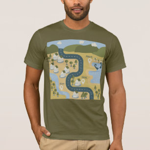 T-shirt Caricature élégante paysage carte de voyage