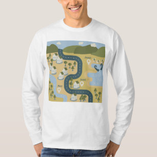 T-shirt Caricature élégante paysage carte de voyage