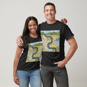 T-shirt Caricature élégante paysage carte de voyage