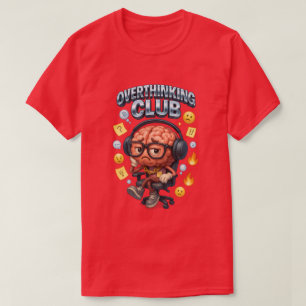 T-shirt Caricature Emoji du cerveau drôle du club Overthin