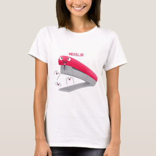T-shirt Caricature en agrafeuse rouge pâle