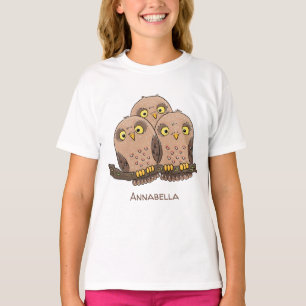 T-shirt Caricature en trio de chouette