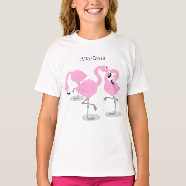 T-shirt Caricature en trio flamand rose mou (Devant)