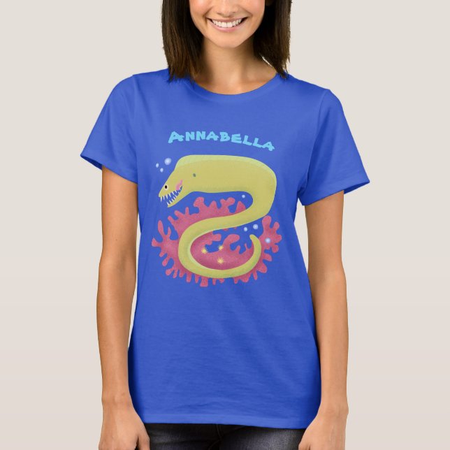 T-shirt Caricature humoristique murène verte (Devant)