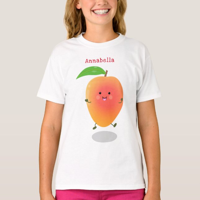 T-shirt Caricature jaune mangue mignonne (Devant)