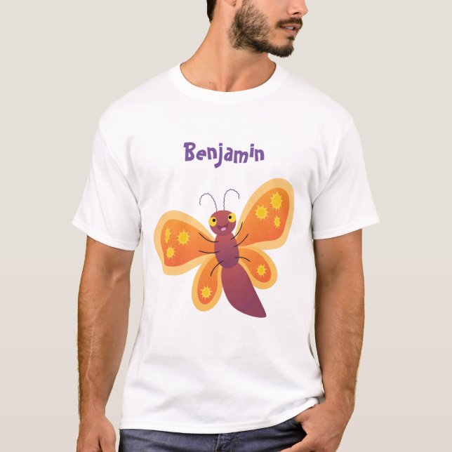 T-shirt Caricature joli papillon orange (Devant)