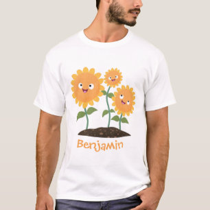 T-shirt Caricature joli tournesol souriant illustration