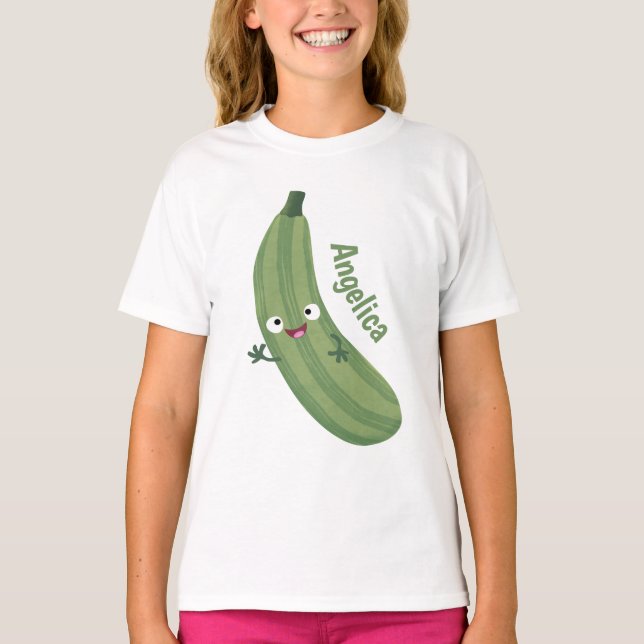 T-shirt Caricature joyeux de courgettes mignonnes (Devant)