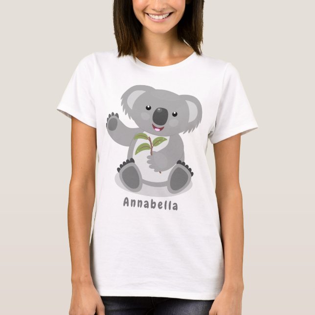 T-shirt Caricature joyeux koala agitant (Devant)
