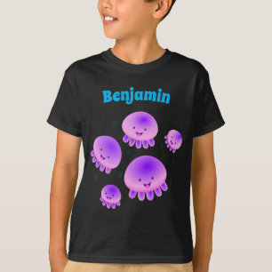 T-shirt Caricature kawaii de méduse violette rose mou