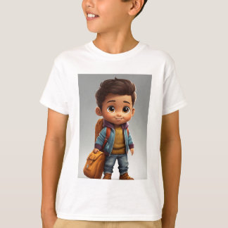 T-shirt Caricature mignon petit garçon latino portant un v