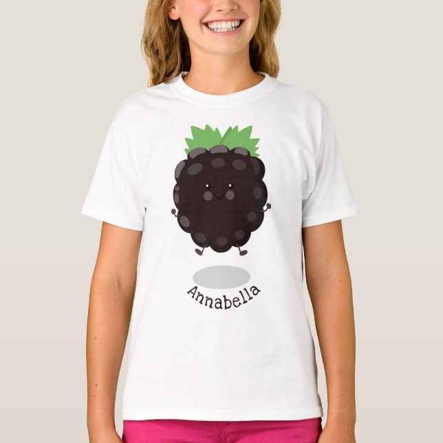 T-shirt Caricature mignonne de mûre mauve de mûre mûre mau (Devant)