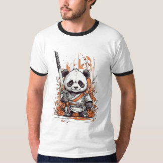 T-shirt Caricature mignonne Panda Samurai | Conception gra
