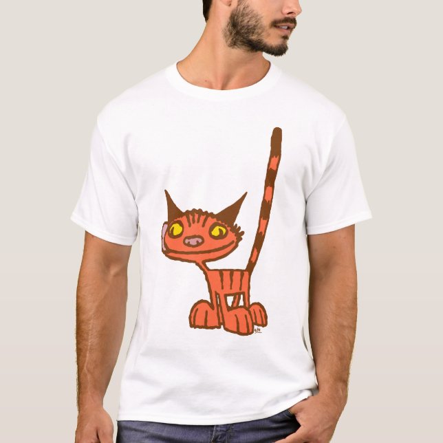 T-shirt caricature Orange Cute et Cool Kitty (Devant)