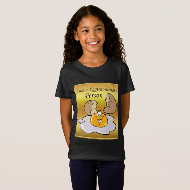 T-Shirt caricature personnage oeuf frit avec grand sourire (Devant entier)
