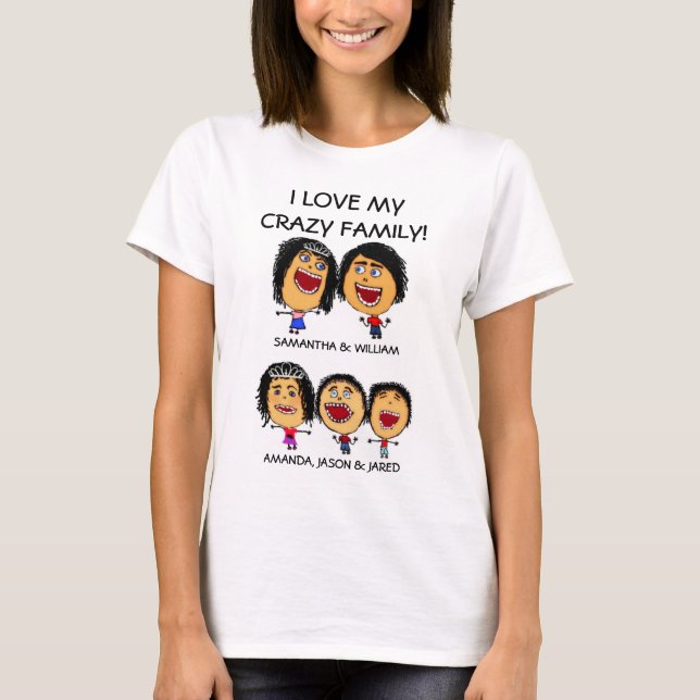 T-shirt Caricature personnalisée trois enfants fous (Devant)