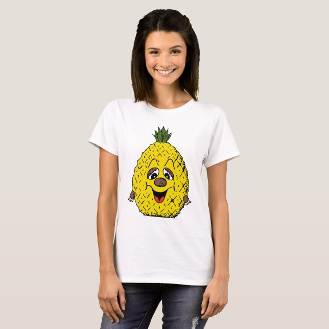 T-shirt Caricature pour femmes à visage ananas drôle, ZSSG (Devant entier)