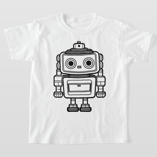 T-shirt Caricature robot rétro mignon illustration enfants (Poser)